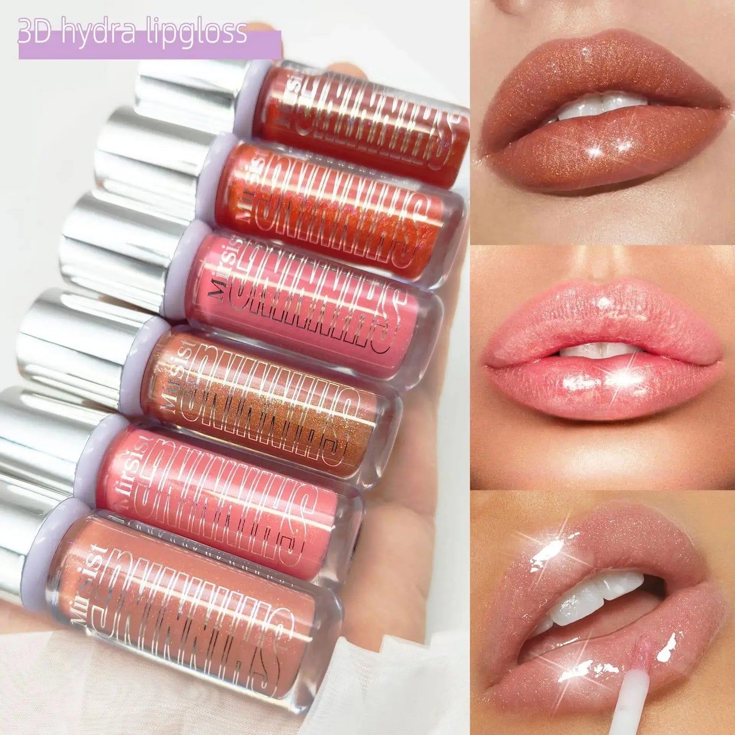Mirsist 6-Color Shimmer Lip Gloss Set – Hydrating & Waterproof