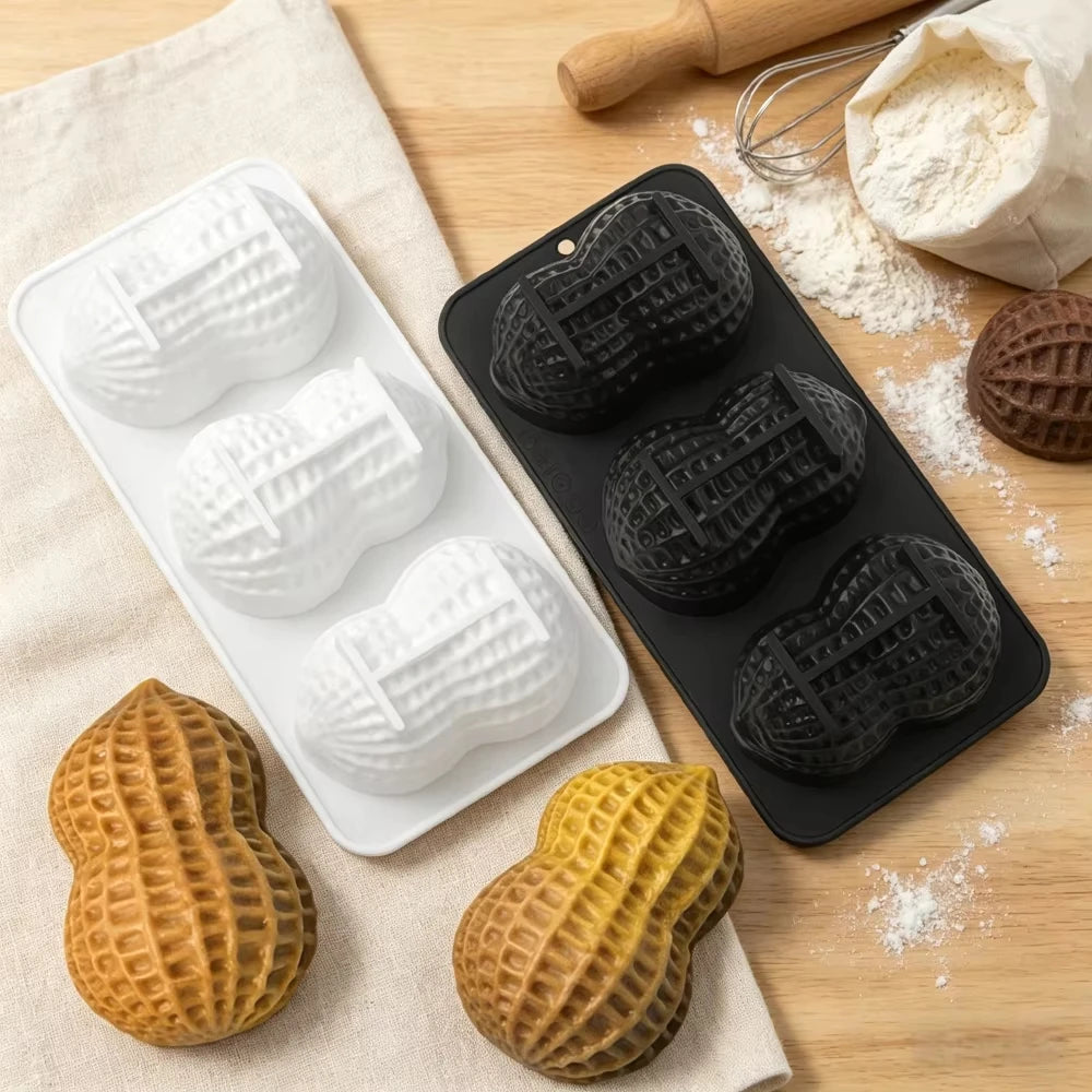 3-Cell Peanut Silicone Mousse Cake Mold | Chocolate Bakeware