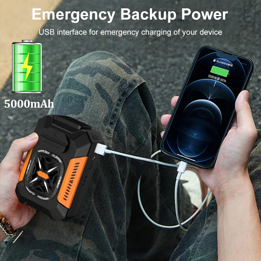 Portable Waist Fan USB Rechargeable Wearable Hanging Neck Fan 3 Speed Waist Clip Fan for Outdoor Work Camping Personal Belt Fan Peaceful Pleasures Health and Wellness