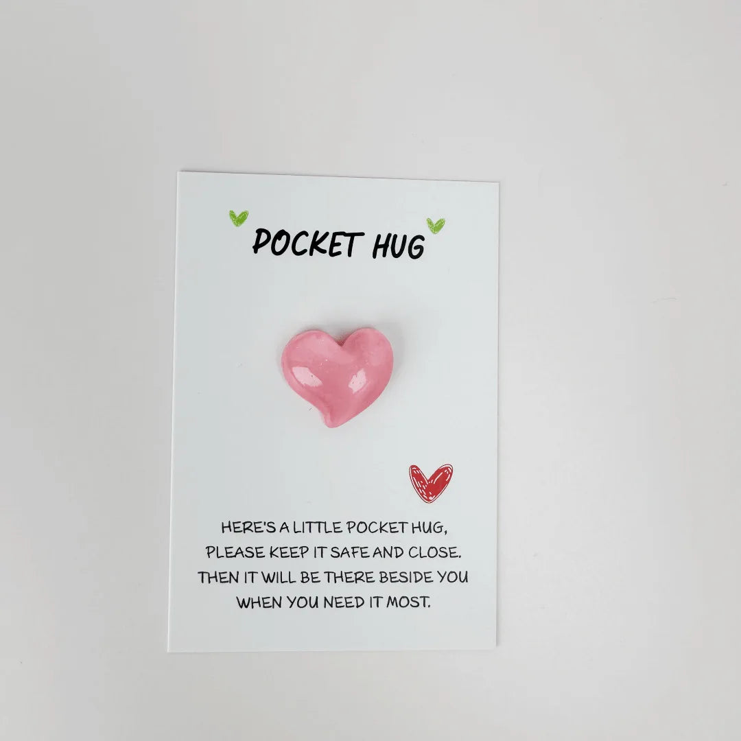 Love Card Christmas Gift Pocket Hug Embrace Love Pocket Cute Little Heart Pocket Hug Decorated Pocket Hug Encouragement Card New Peaceful Pleasures Health and Wellness Red