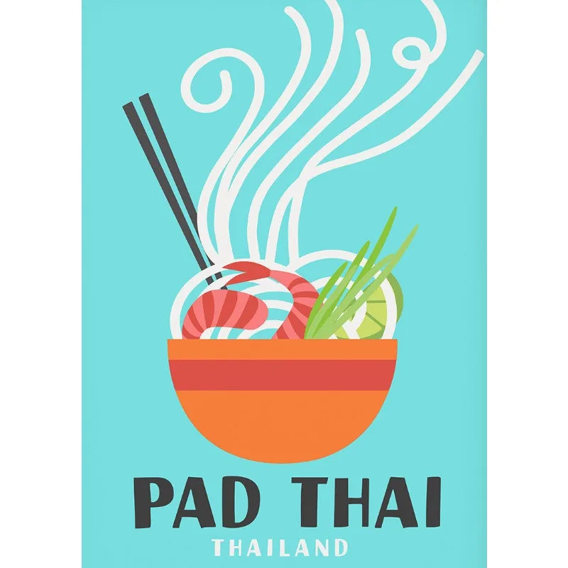 Retro Food Canvas Wall Art | Pizza Tacos Ramen Pasta Poster