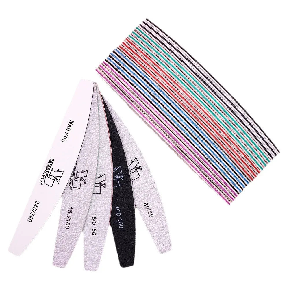 5Pcs/Lot Nail File Mix Color Limas 80/100/150/180/240 Grit Professional Sandpaper Cuticle Remover Buffer Files Manicure Tool Set Peaceful Pleasures Health and Wellness