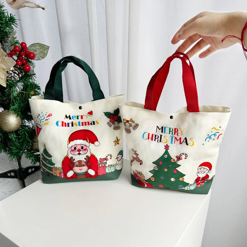 Christmas Canvas Gift Tote Bags | Holiday Candy & Gift Bags