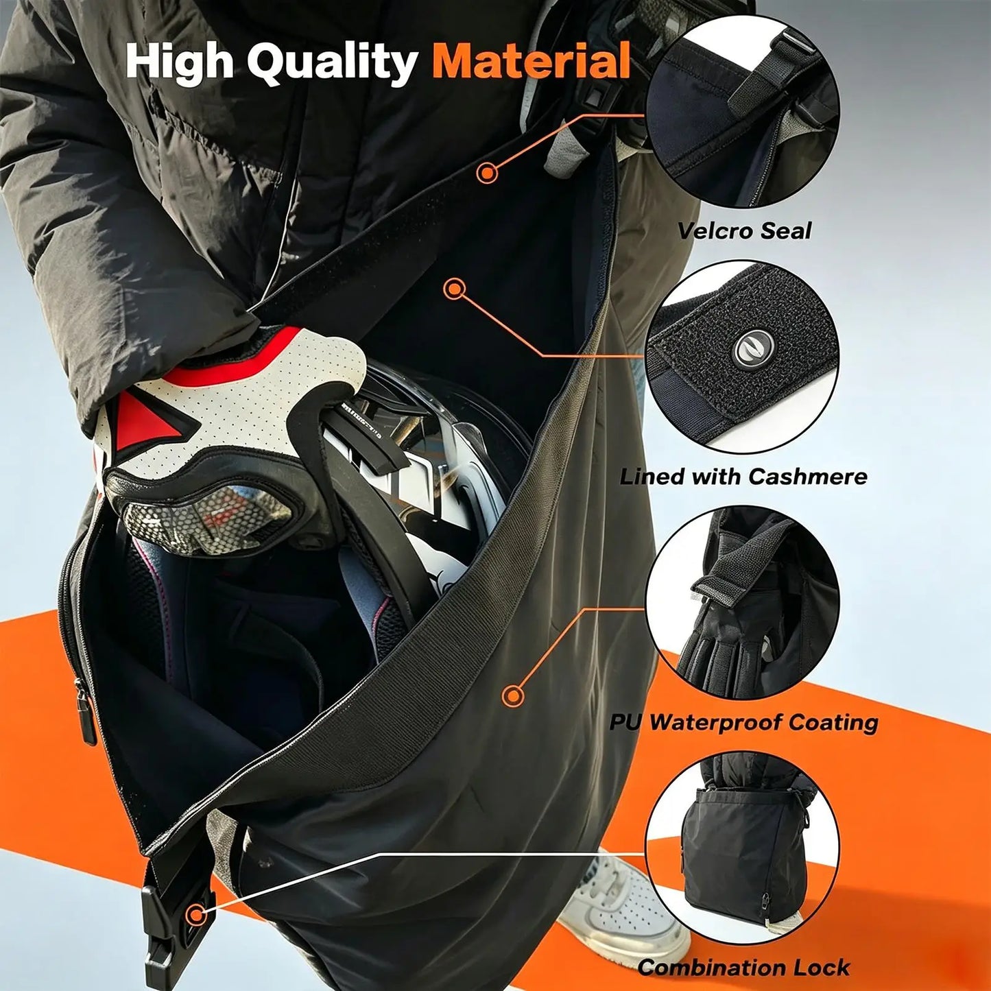 Waterproof Hard Hat Bag With Combination Lock Lightweight Carrying Pouch Motorcycle Helmet Accessory For Ski Cycling Baseball Peaceful Pleasures Health and Wellness