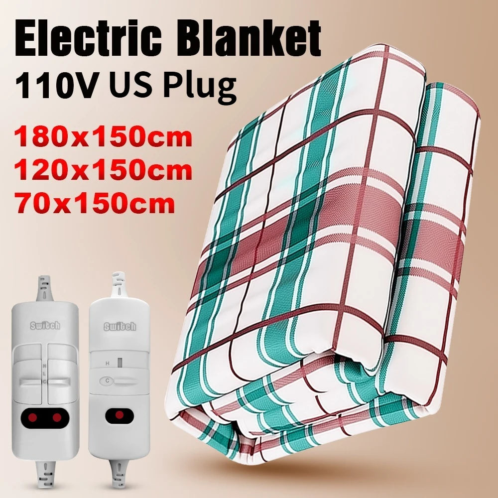 110V US Plug Electric Blanket Body Warmer Heated Blanket Thermostat Electric Heater Blanket Electric Heating for Winter Room Use Peaceful Pleasures Health and Wellness
