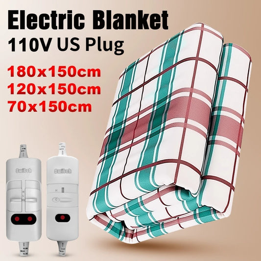 110V US Plug Electric Blanket Body Warmer Heated Blanket Thermostat Electric Heater Blanket Electric Heating for Winter Room Use Peaceful Pleasures Health and Wellness