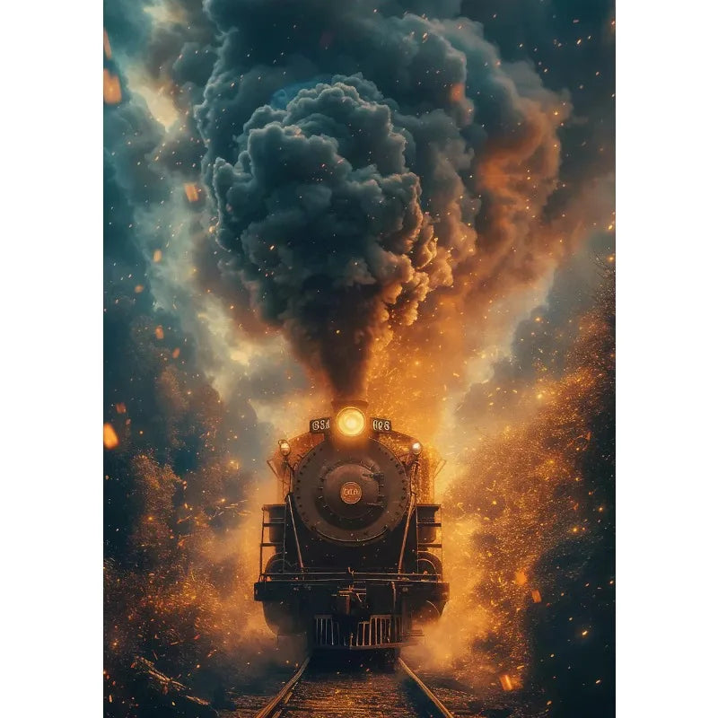 Steam Train Sunset Canvas Poster – Vintage Anime Wall Art Canvas Wall Art Peaceful Pleasures Health and Wellness