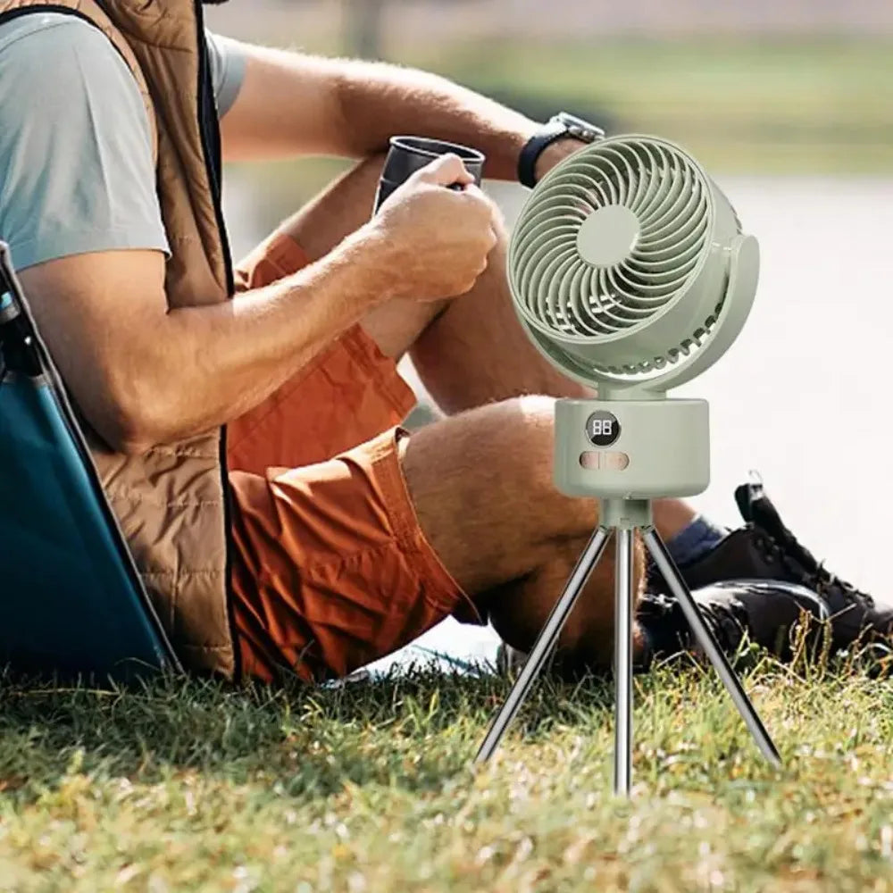 Portable Tripod Fan – USB Rechargeable, Foldable, Oscillating