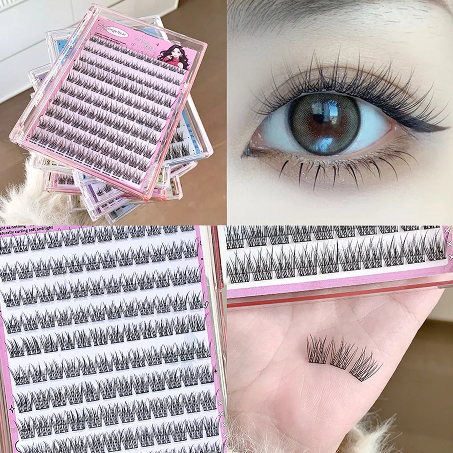 Glue-Free Cluster False Eyelashes C Curl 7-13mm Natural Look