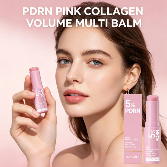 PDRN Pink Collagen Volume Multi Balm Stick For Face Lip Eyes Neck Moisturizing Makeup Base Nourish Create Healthy-Looking Skin Peaceful Pleasures Health and Wellness