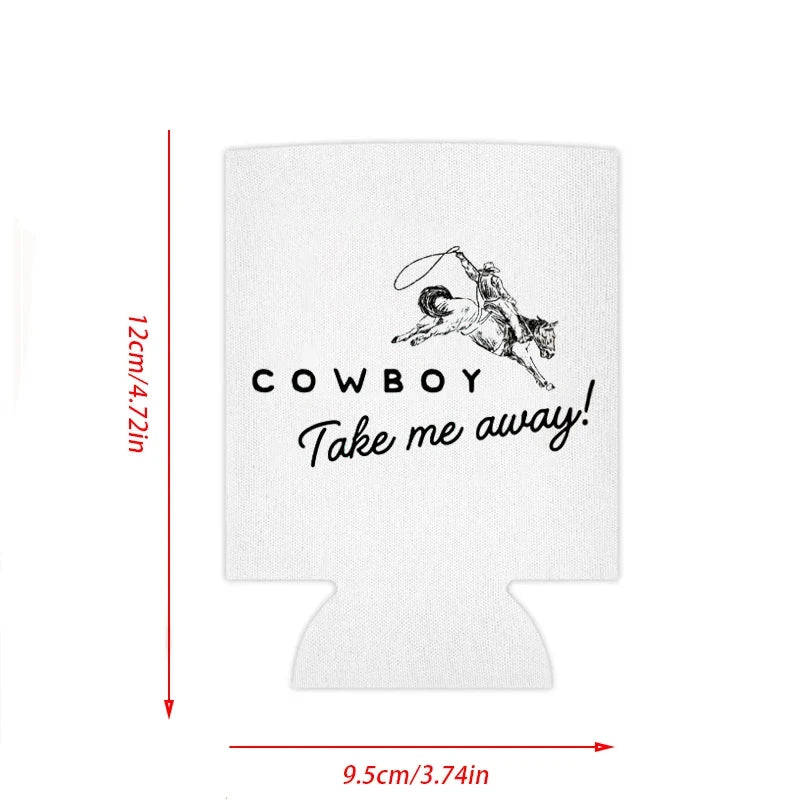 Cowboy Take Me Away Can Coolers – 4pc Bachelorette Favors