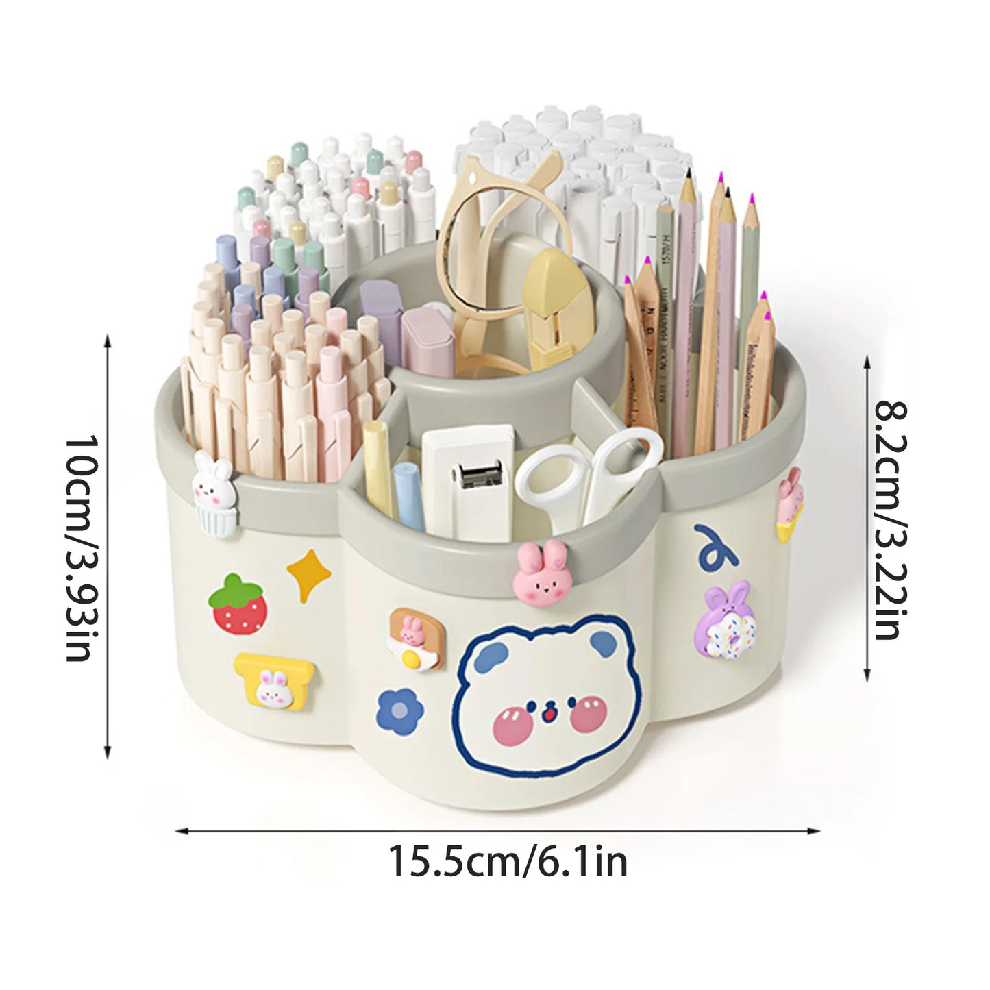 Desktop Rotating Stationery Pen Holder Smooth Edges Marker Pen Organizer Study Essentials Suitable for Elementary School Peaceful Pleasures Health and Wellness