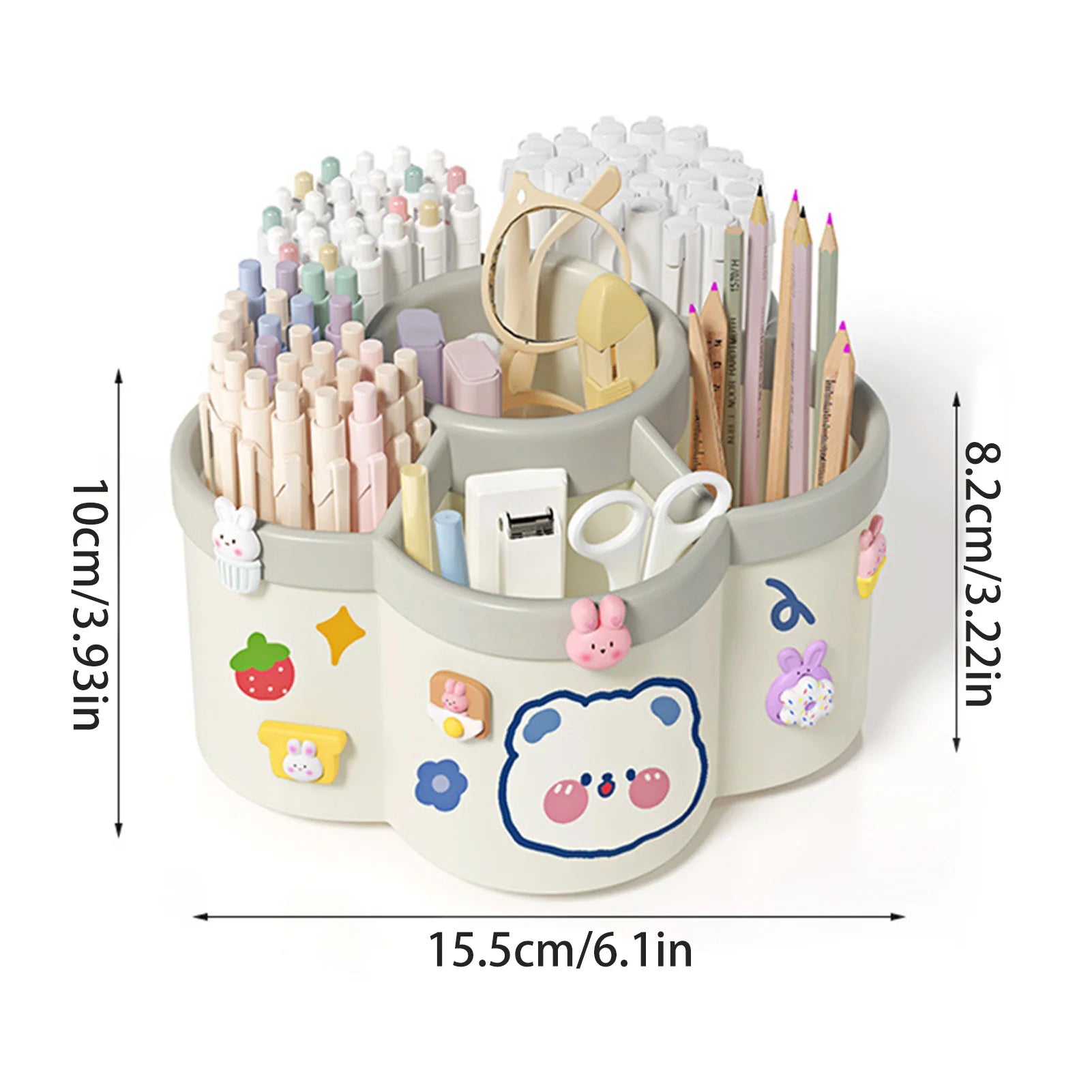 Desktop Rotating Stationery Pen Holder Smooth Edges Marker Pen Organizer Study Essentials Suitable for Elementary School Peaceful Pleasures Health and Wellness