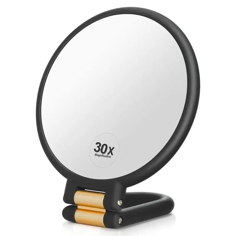 Beauty Hand Mirror, 30X Magnifying Mirror on Stand, Double Sided Magnifying Mirror with 30X/1X Magnification, 360°Adjustable Han Peaceful Pleasures Health and Wellness