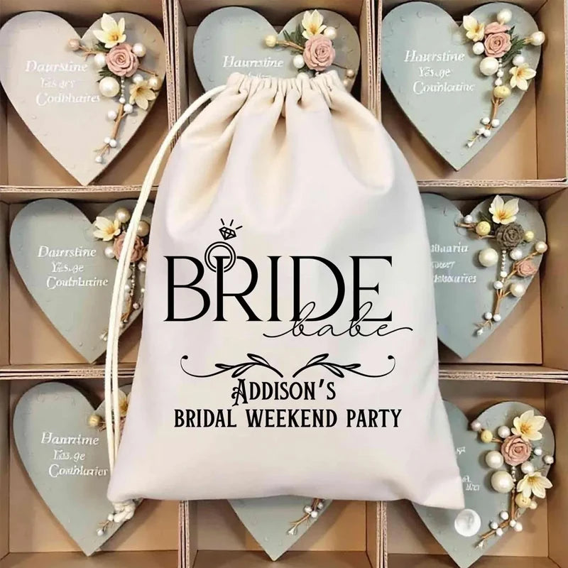 5pcs Personalized Bride Babe Bags Bachelorette Weekend Party Gift Ideas Wedding Favor Bags Custom Bridal Party Decoration Gifts Peaceful Pleasures Health and Wellness