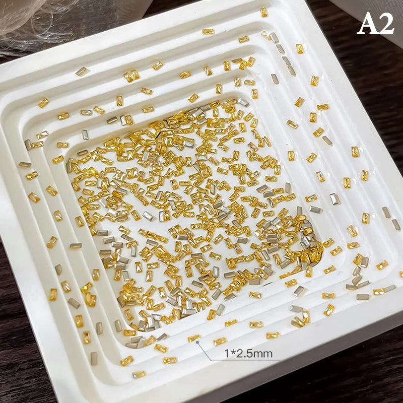 50pcs Golden Yellow Shiny Zircon Rhinestones Nail Charms Mini Rhombic Nails Gemstones Flatback Nail Art Craft Diamonds Decor Peaceful Pleasures Health and Wellness A2