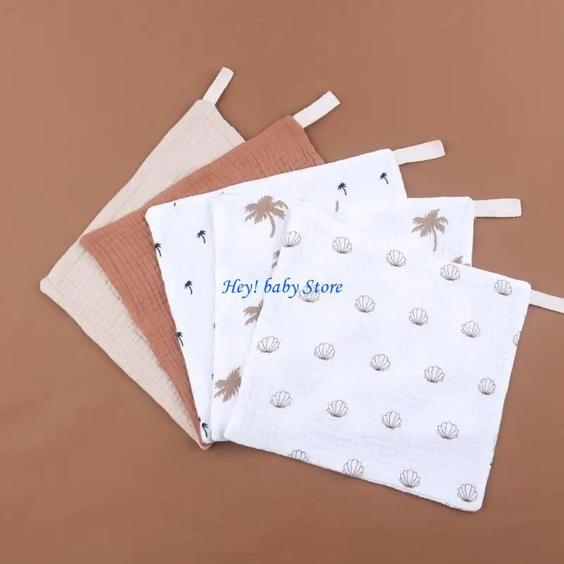 Baby Cotton Drool Bibs & Face Towels – 5 Pack Bandana Set