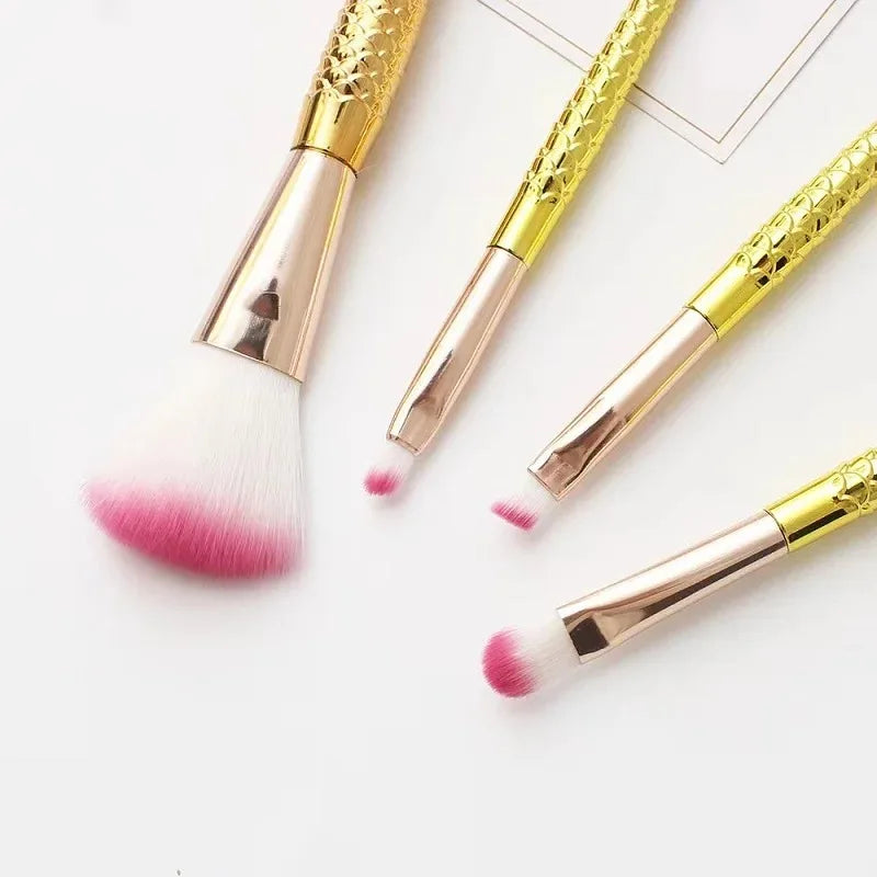 4-Piece Mermaid Makeup Brush Set – Soft Fiber Beauty Kit
