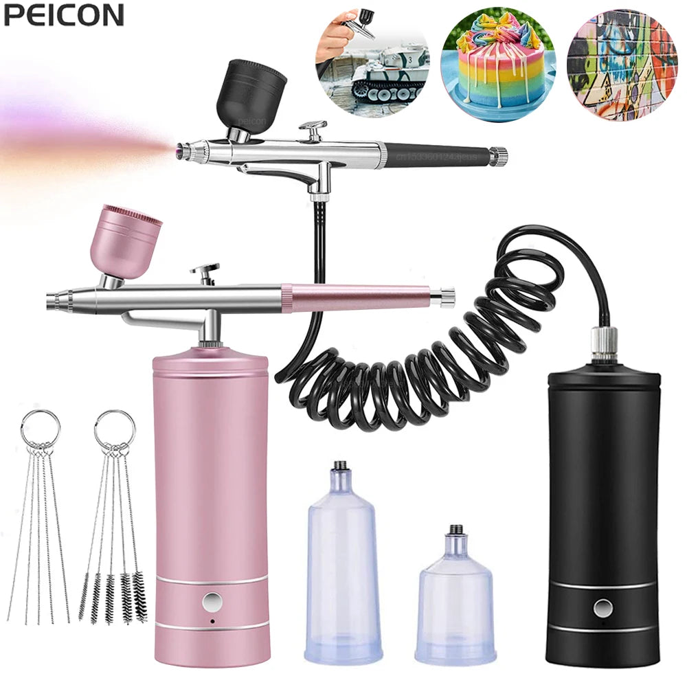 Airbrush with Compressor Airbrush Spray Gun for Paint Painting Modeling Crafts Nail Art Cake Portable Wireless Spray Gun Kit Peaceful Pleasures Health and Wellness