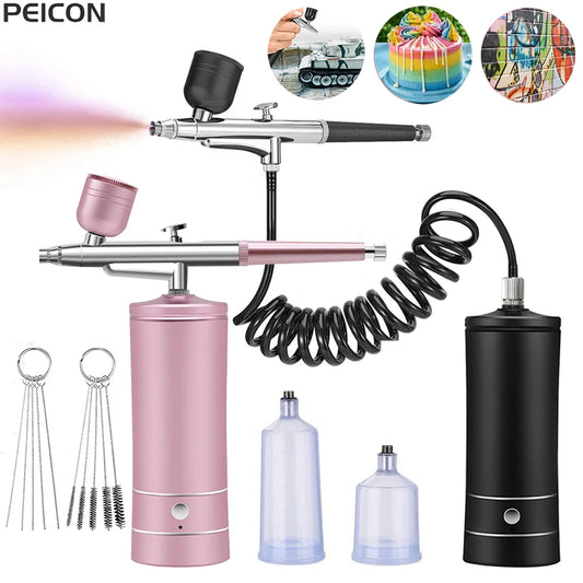 Airbrush with Compressor Airbrush Spray Gun for Paint Painting Modeling Crafts Nail Art Cake Portable Wireless Spray Gun Kit Peaceful Pleasures Health and Wellness