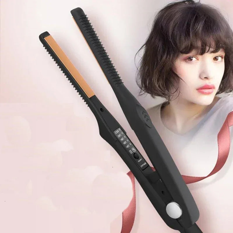 Short Hair Narrow Flat Iron 2 in 1 Hair Straightener And Curler Portable Tourmaline Ceramic Straightening Flat Iron Styling Tool Peaceful Pleasures Health and Wellness