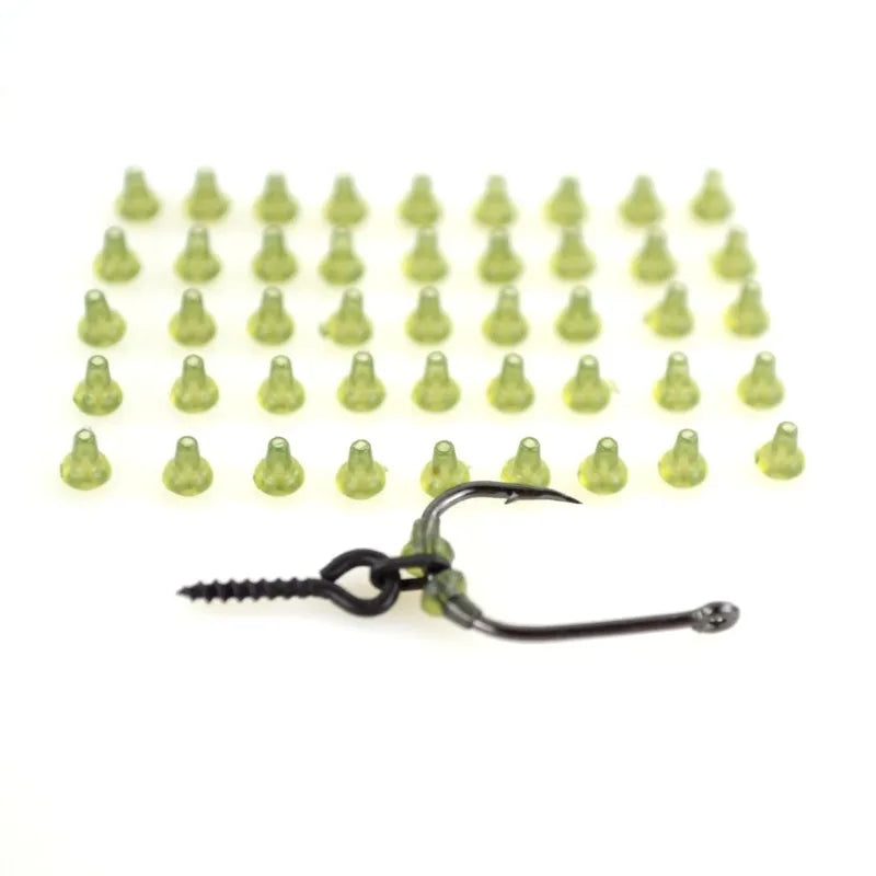 50-Pack Rubber Carp Fishing Hook Stoppers & Space Bead Buffer Beans