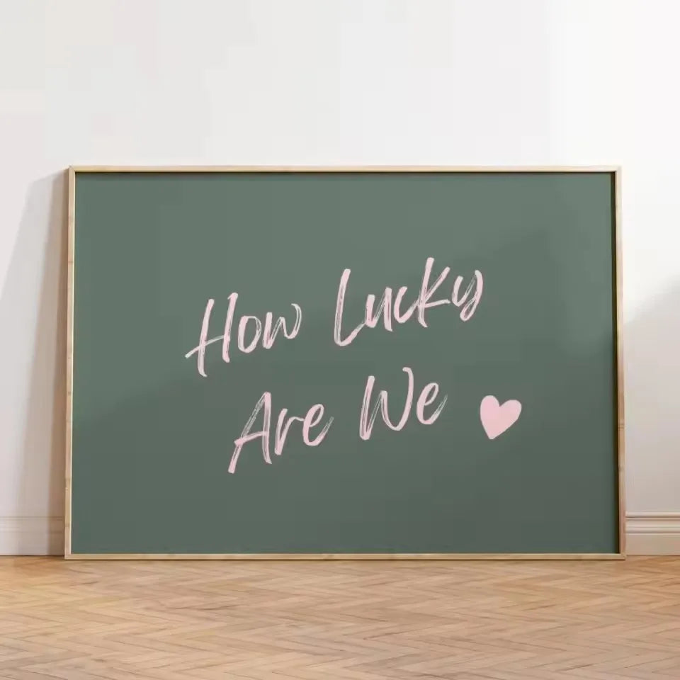 1 Piece Frameless Red Love Heart How Lucky Are We Poster Canvas Painting Modern Print Wall Art Bedroom Home Decor Valentine Gift Peaceful Pleasures Health and Wellness ZLH2852 80x120cm No Frame