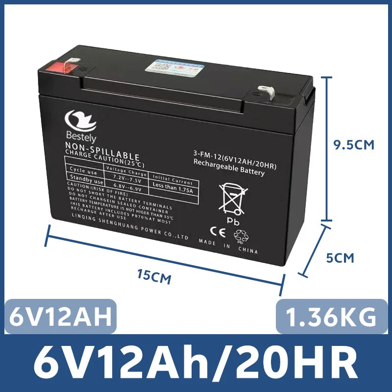 6V/12V Fit Toy Cars Rechargeable Battery for Kids' Electric Toys 5Ah/7Ah/8Ah/12Ah High Capacity, Motorcycles & Baby Strollers Peaceful Pleasures Health and Wellness 6V 12Ah Battery