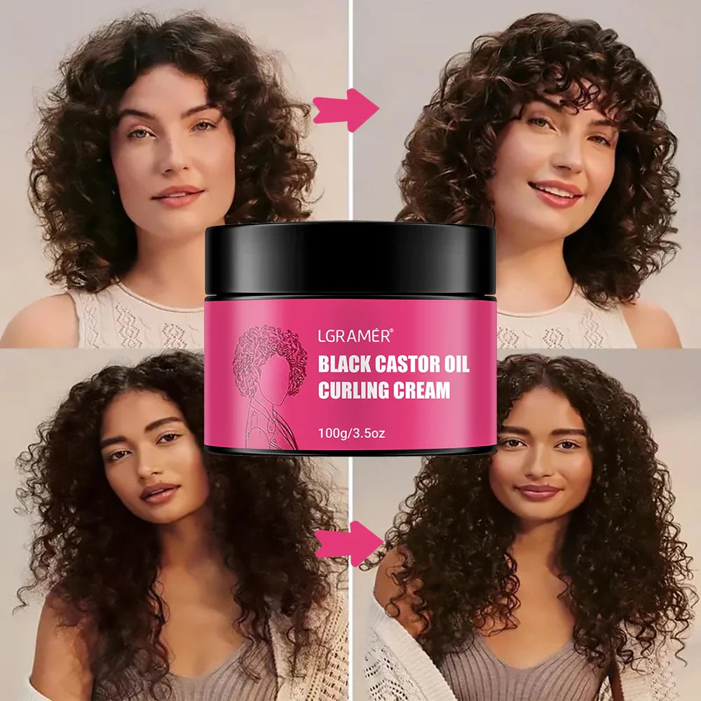 LGRAMÉR Black Castor Oil Curl Defining Anti-Frizz Cream 100g