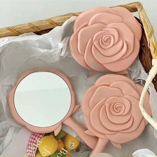 Portable Rose Pocket Makeup Mirror | Folding Compact Mirror Compact Makeup Mirror Peaceful Pleasures Health and Wellness