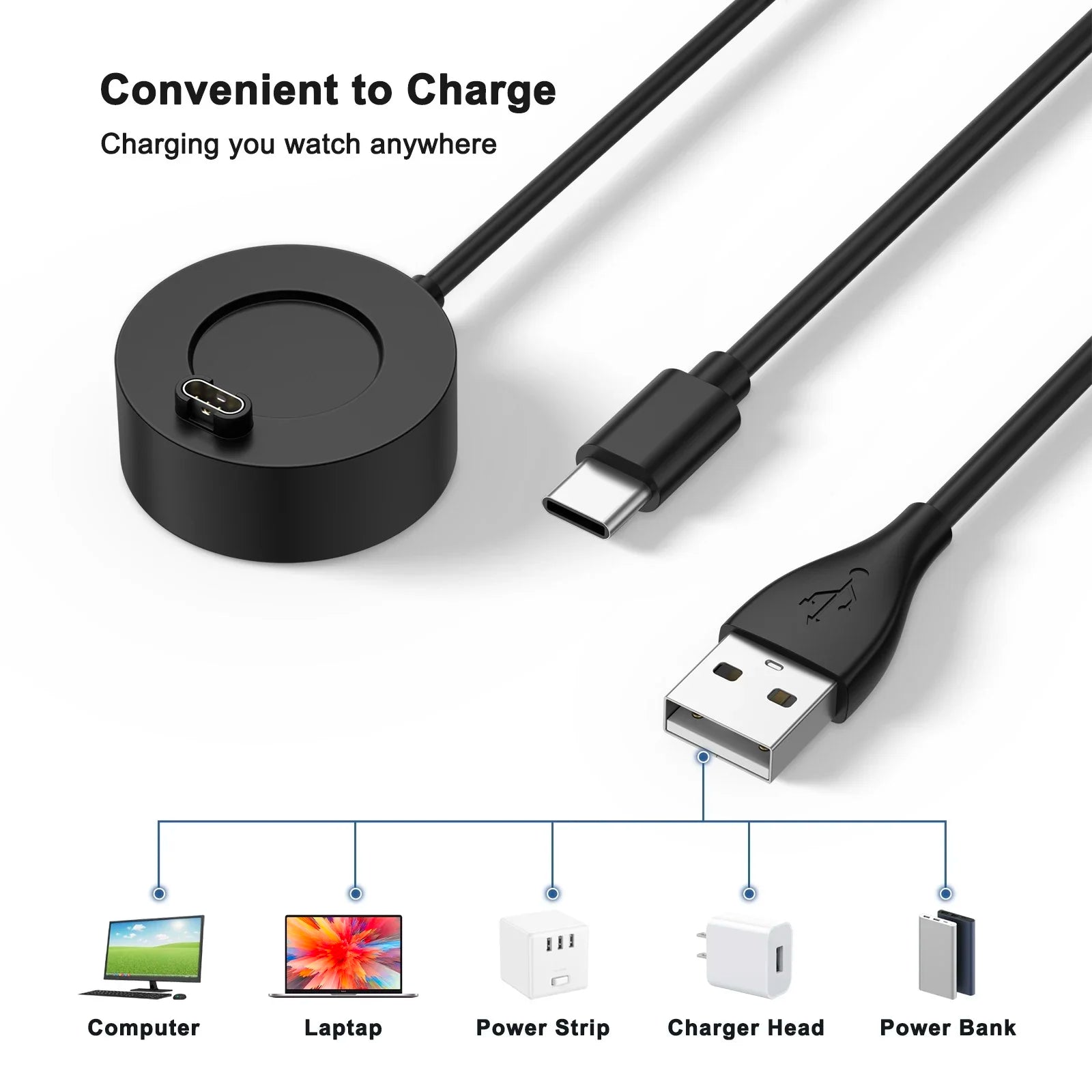 2-in-1 USB-C Charger for Garmin Fenix 7/6, Venu & Vivoactive 4 Peaceful Pleasures Health and Wellness
