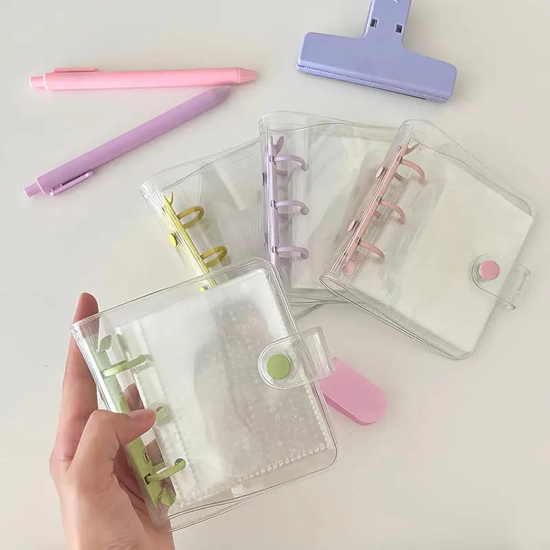 Pocket Photo Album 3-Inch Miniature Collectors Album for Cards Polaroids Solid Color 3-Ring Binder Compact Kpop Storage Book Peaceful Pleasures Health and Wellness