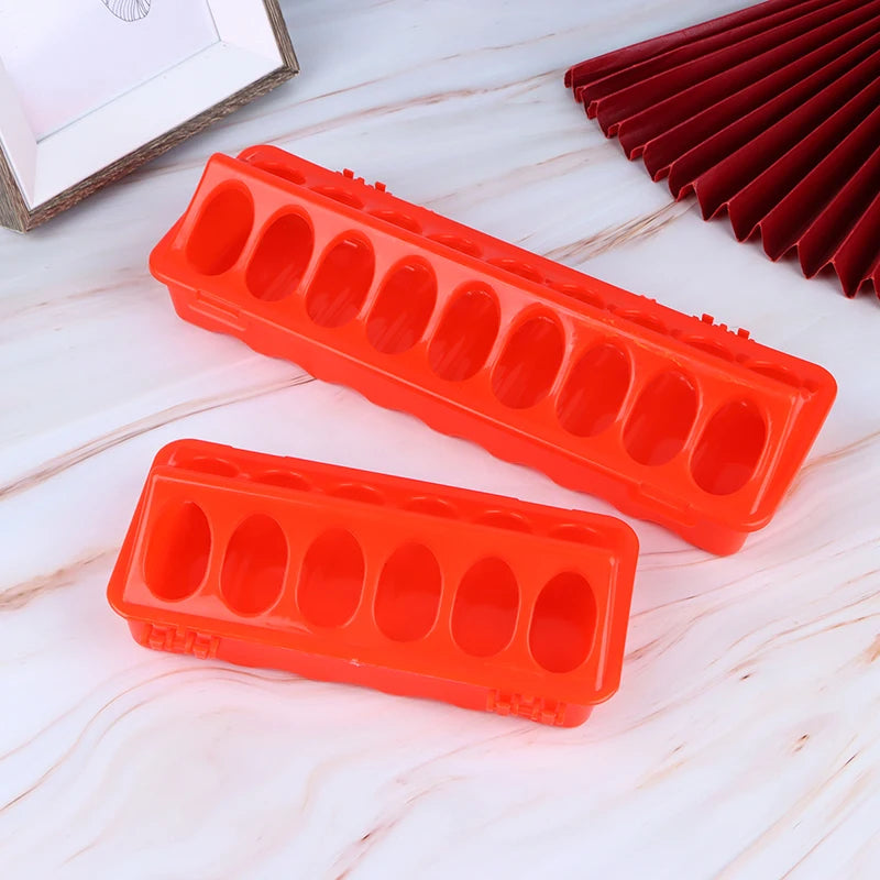 Household Red Double Row 12/18 Holes Poultry Ground Feeder Plastic Clamshell Feeding Chicken Groove Farm Breeding Supplies Peaceful Pleasures Health and Wellness