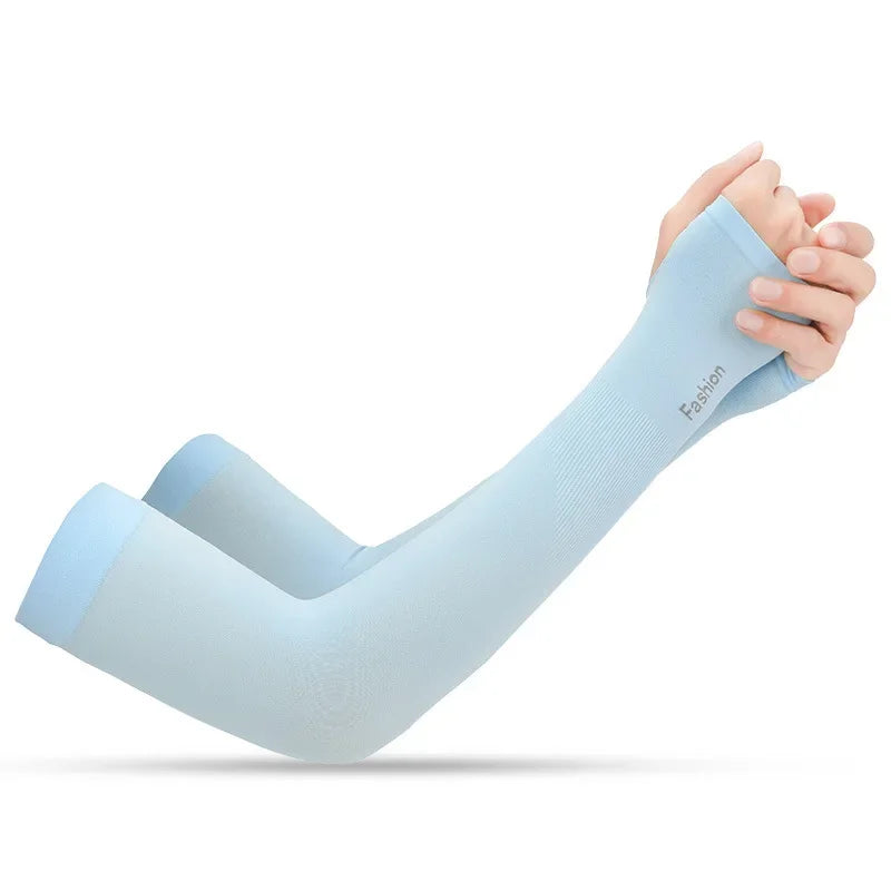 Summer Outdoor s Sports Cycling Sunscreen Ice Skil Long Gloves Sunscreen Sleeves Peaceful Pleasures Health and Wellness blue(b) One Size China Mainland