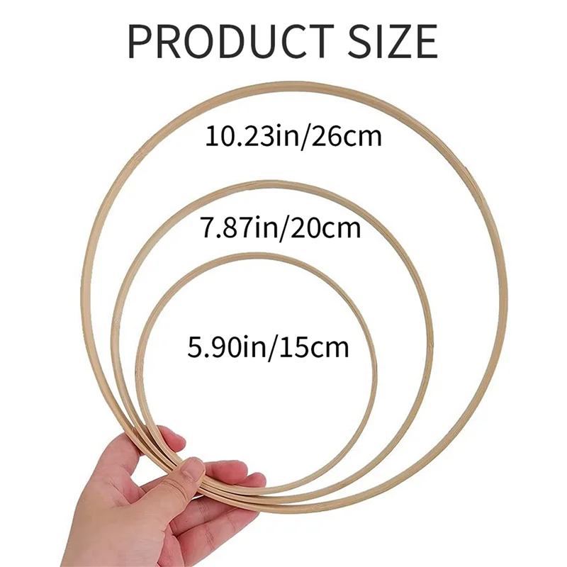 A36T-Bamboo Floral Hoop, 45 Pack 3 Sizes Dream Catcher Bamboo Wood Circle Ring For Wedding Decor Dream Catchers And Crafts Peaceful Pleasures Health and Wellness