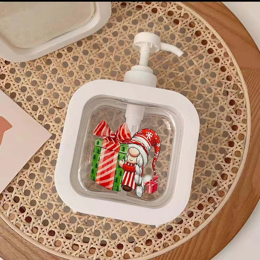 2pcs Christmas Soap Dispenser, Hand Soap Dispenser, Refillable Liquid Hand Soap Empty Plastic Pump Bottle Container for Bathroom Peaceful Pleasures Health and Wellness