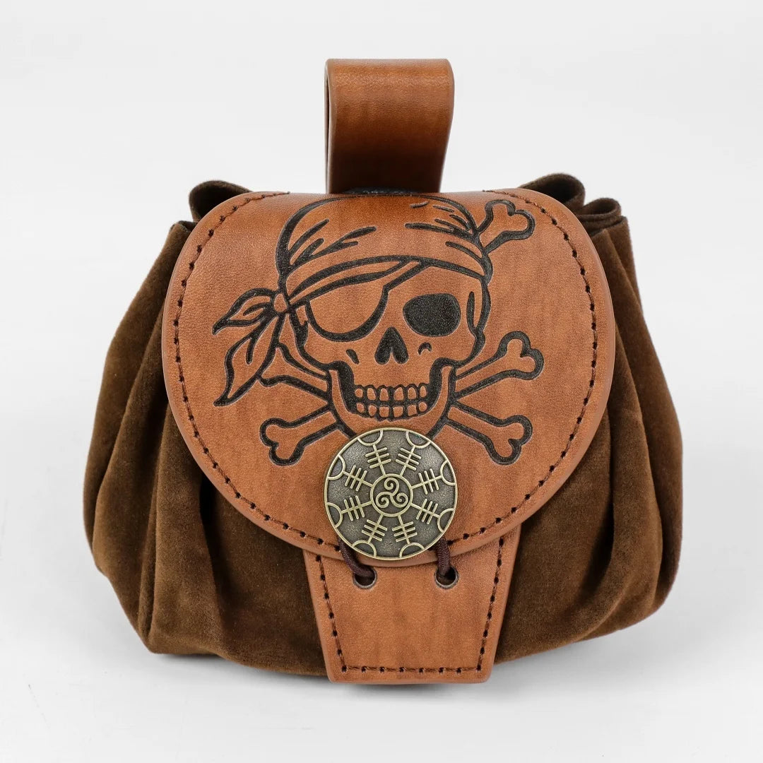 Steampunk Medieval Punk Fanny Packs Men Pu Leather Coin Purse