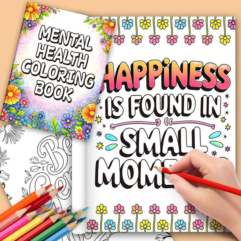 32 Pages Mental Health Coloring Book Adults Happiness Small Moments