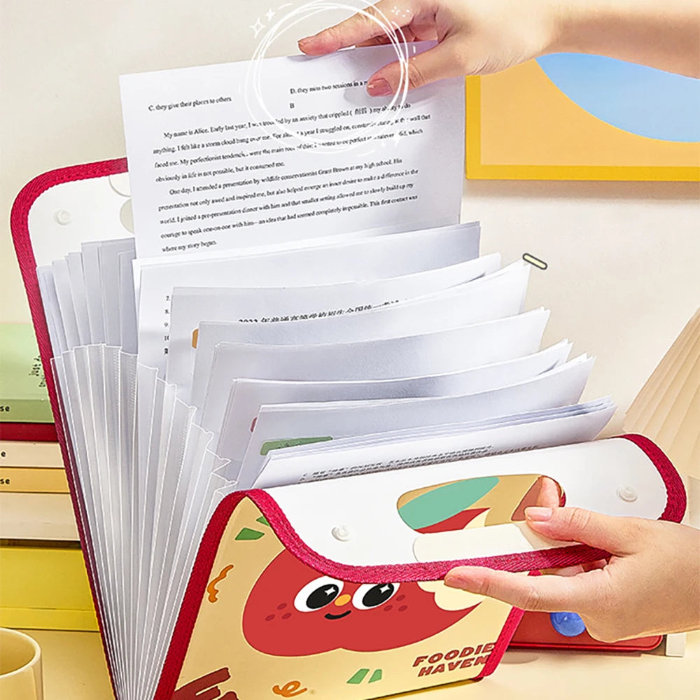 13 Layer Cartoon Large Capacity Document Storage Bag Student A4