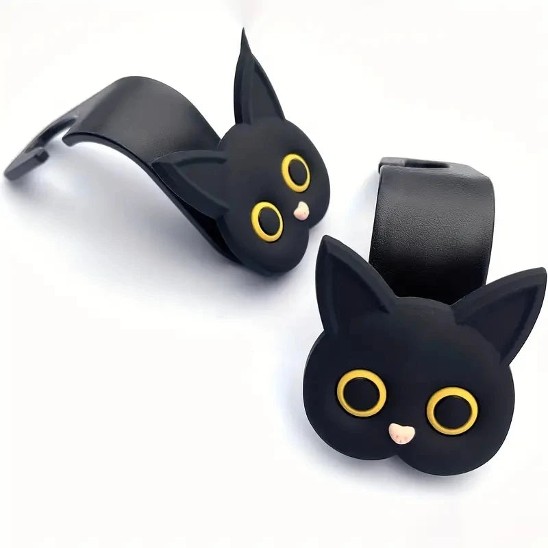 Cute 3D Cartoon Cat Car Headrest Hooks Universal Seat Back Organizer