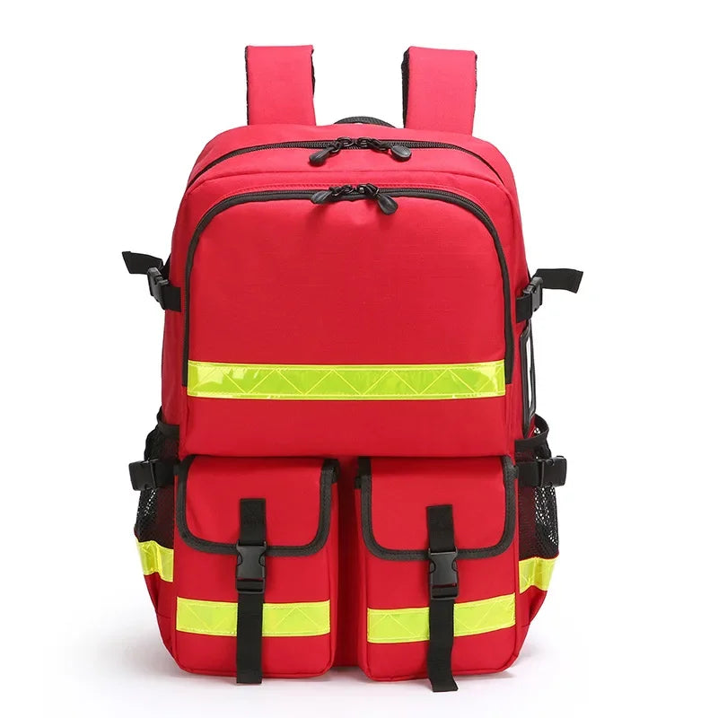 Large Capacity Waterproof First Aid Kit Forest Firefighting Backpack Flood Prevention and Rescue Kit Emergency Equipment Kit Peaceful Pleasures Health and Wellness Red