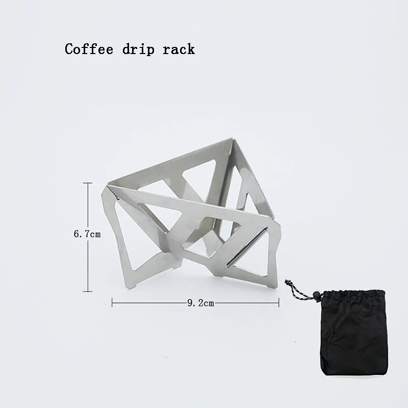 Coffee Drip Stand Portable Outdoor Camping Stainless Steel Folding Funnel Filter Cup Coffee Stove Coffee Grounds Filter Peaceful Pleasures Health and Wellness
