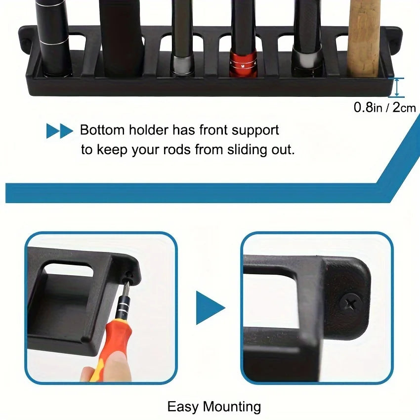Easy-Install ABS Fishing Rod Wall Rack High-Density Foam Grip Storage for Garage Sports Equipment Rod Holders for Fishing Rods Peaceful Pleasures Health and Wellness