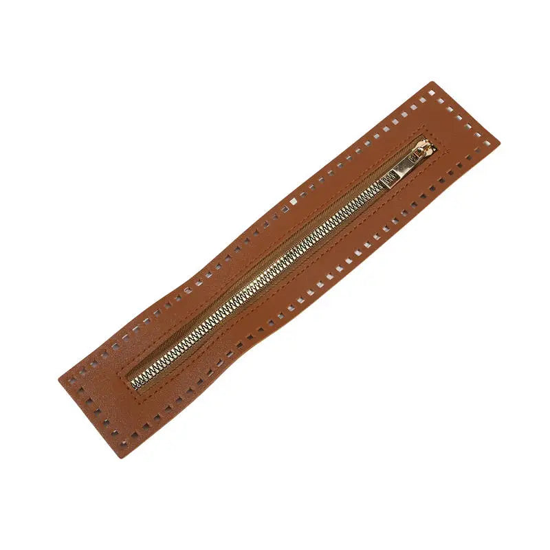Repair Zipper Strip Braided Tape with Needle Holes PU Leather Luggage Bag Hardware Accessories DIY Replacement Zipper Pull Peaceful Pleasures Health and Wellness dark brown