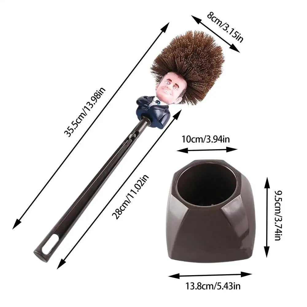 Cartoon President Toilet Brush with Holder | Funny Gag Gift