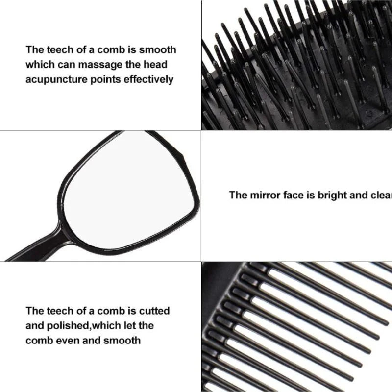 5-Pack Comb Brush Set Professional Massage Comb Cosmetic Hair Styling Tool Set With Mirror Hair Brush Holder Peaceful Pleasures Health and Wellness