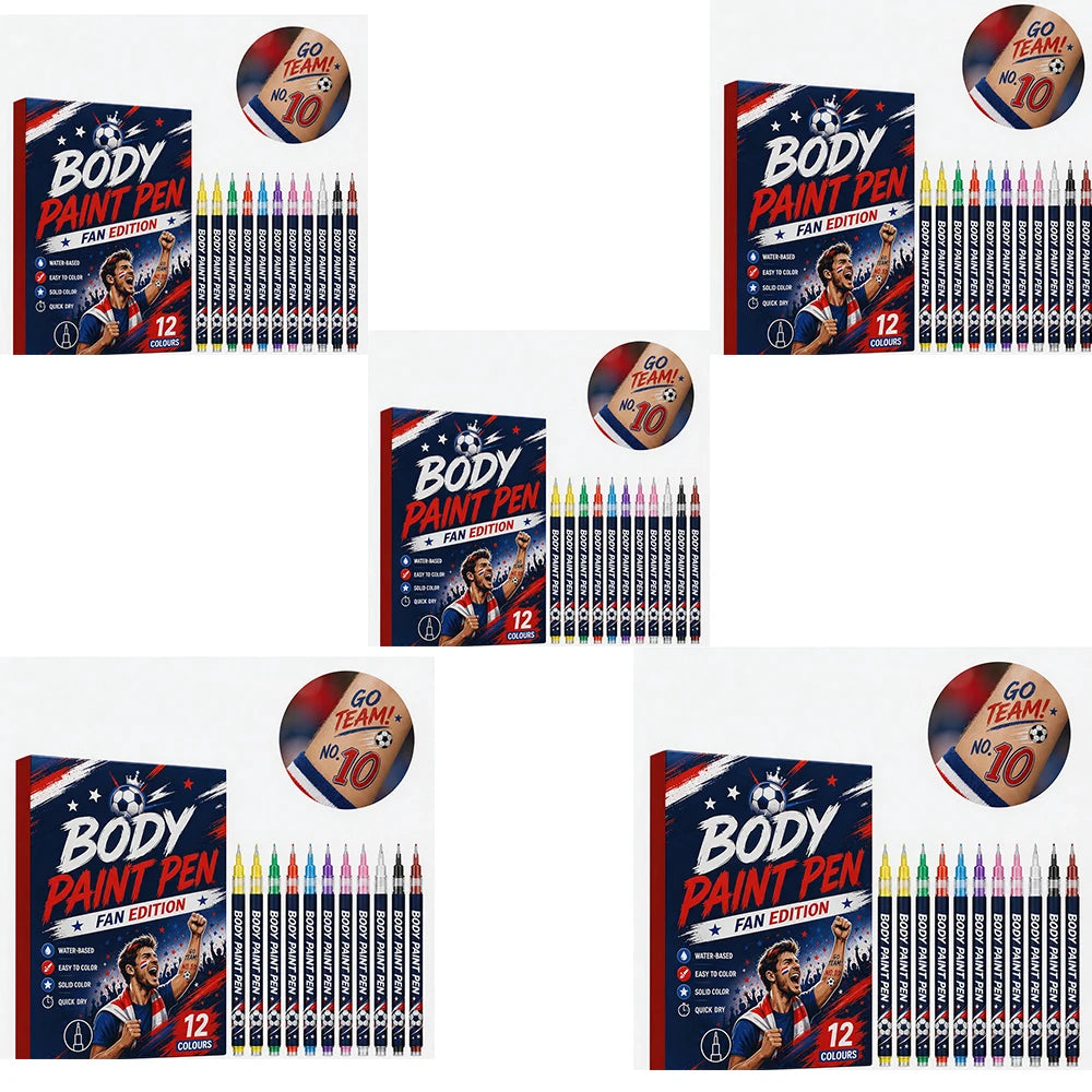Sports Fan Body Paint Markers | 12 Colors, Quick-Dry Face & Body