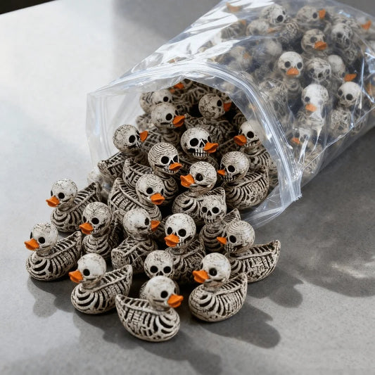 10 Cute Gothic Skeleton Duck Resin Figurine Desk Decoration Halloween Peaceful Pleasures Health and Wellness Grey 10pcs