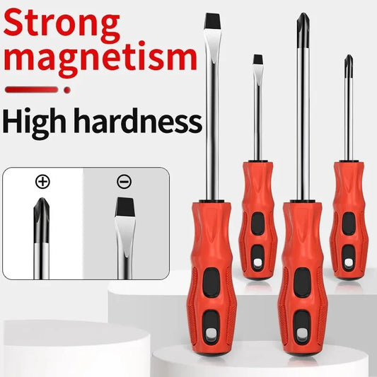2Pcs Multifunctional Magnetic Screwdriver Flat Head Cross Screwdriver Anti Slip Basic Manual Screw Drive Tool Household Peaceful Pleasures Health and Wellness