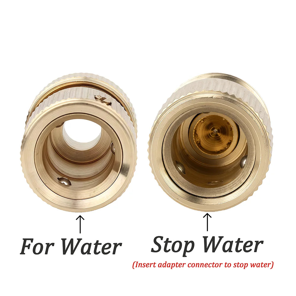 Quick Connector Water Pipe Tap Adaptor Fitting for 1/2"3/4"3/8"1/4" Irrigation Tube Water Stop Repair Joints Brass Garden Hose Peaceful Pleasures Health and Wellness